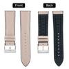 Leather Watch Band with Rubber Breathable Hybrid Watch Smartwatch Unisex Silver [BINLUN] Lining, Quick-Release Strap, Strap, (Beige, 20mm, Buckle)