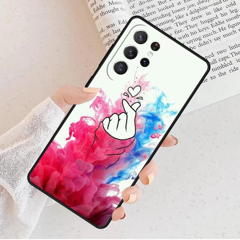Kpop Finger Heart Phone Case For Samsung Galaxy S25 S23 S30 S8 S21 S20 FE S24 S22 Note 10 20 Plus lite Ultra
