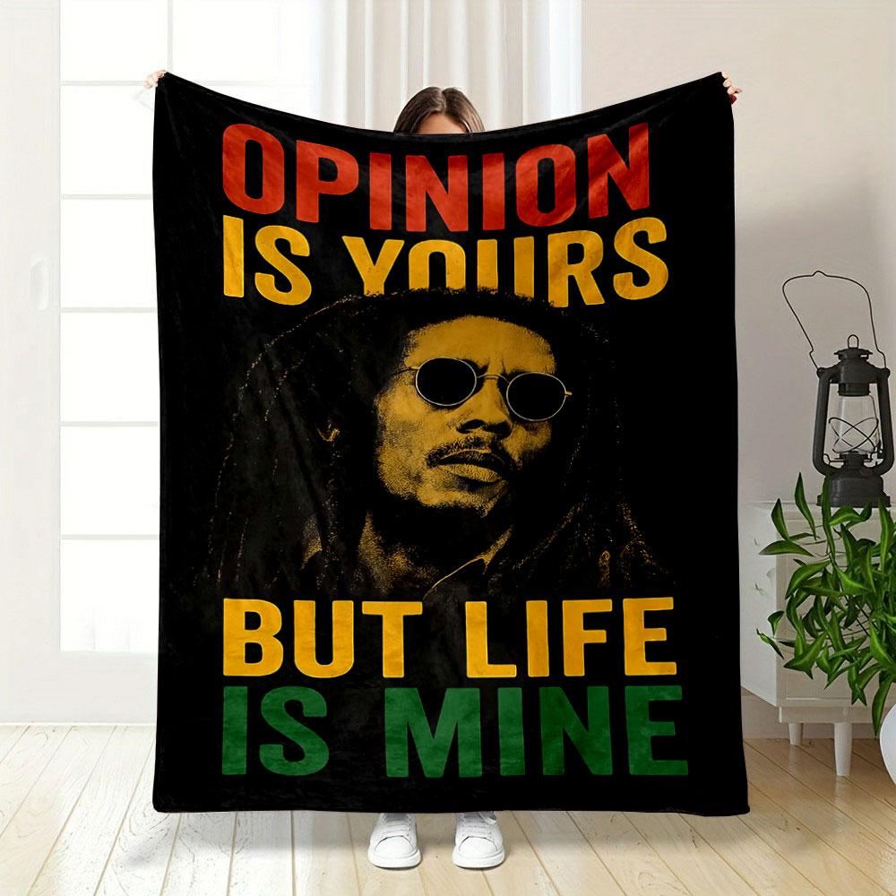 Bold Text In Red, Yellow, Green: OPINION IS YOURS BUT LIFE IS MINE . for All Seasons Blanket Lunch Break Throw Gift 75X95CM
