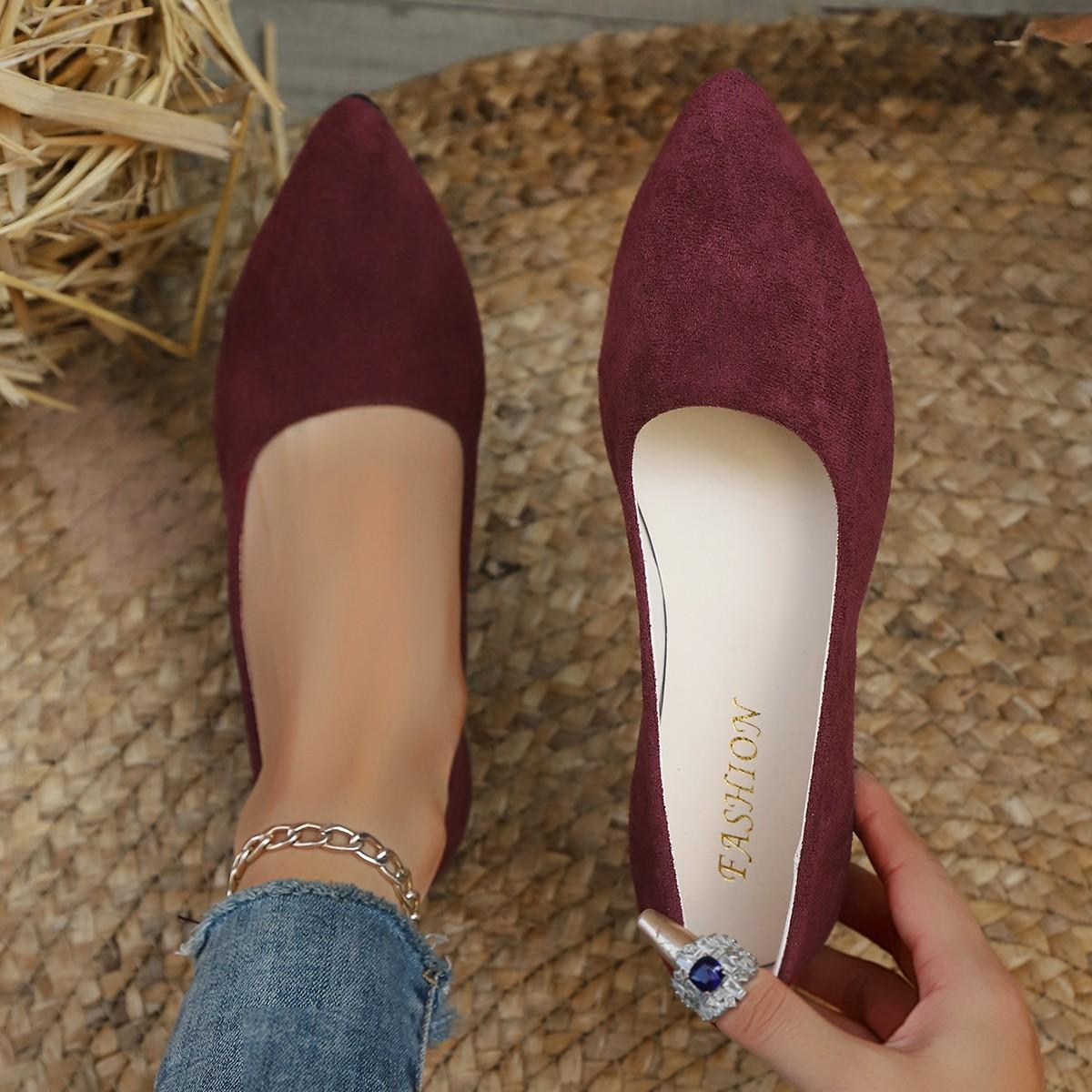Women s Large-size Shoes - New Style Pointed-toe Low-cut Flat-soled Single Shoes 36