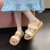 New Outer Wear 2025 Summer Cool Slippers Women's Fashion One-word Slippers Beach Sandals Platform Model