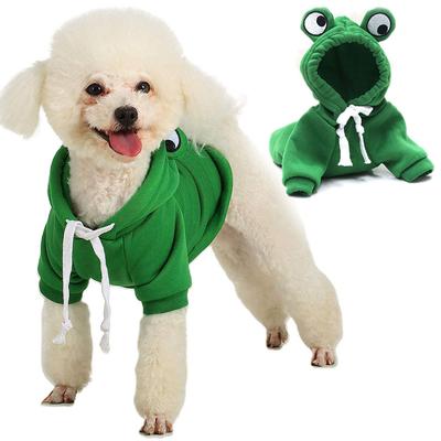 Dog Hoodie Sweatshirt Puppy Sweaters Coats Cute Green Frog Dog Costume Winter Warm Jacket Pet Cold Weather Clothes Doggie Outfit