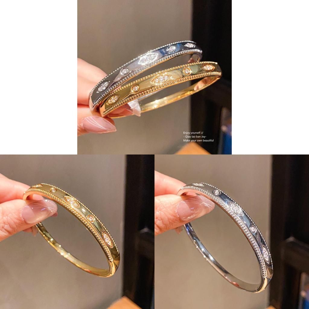 Geometric Zircon Crystal Gold Plated Bracelet With Round Shape For Elegant Women