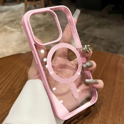 Νέα Διαφανής Ροζ Ακρυλική Θήκη για iPhone 17 16 15 14 11 Pro Max 13 12 Mini Σκληρή Αντικραδασμική Ισχυρή Μαγνητική Κάλυψη Magsafe