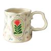 Ceramic Coffee Mug with Ergonomic Handle Irregular Floral Pattern Mug Dishwasher Safe Novelty Cup for Coffee Tea Milk