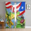 Puerto Rico Rödögd Trädgroda Gardin För Vardagsrum Transparenta Tyllgardiner Fönsterskär För Sovrummet Tillbehör Dekor