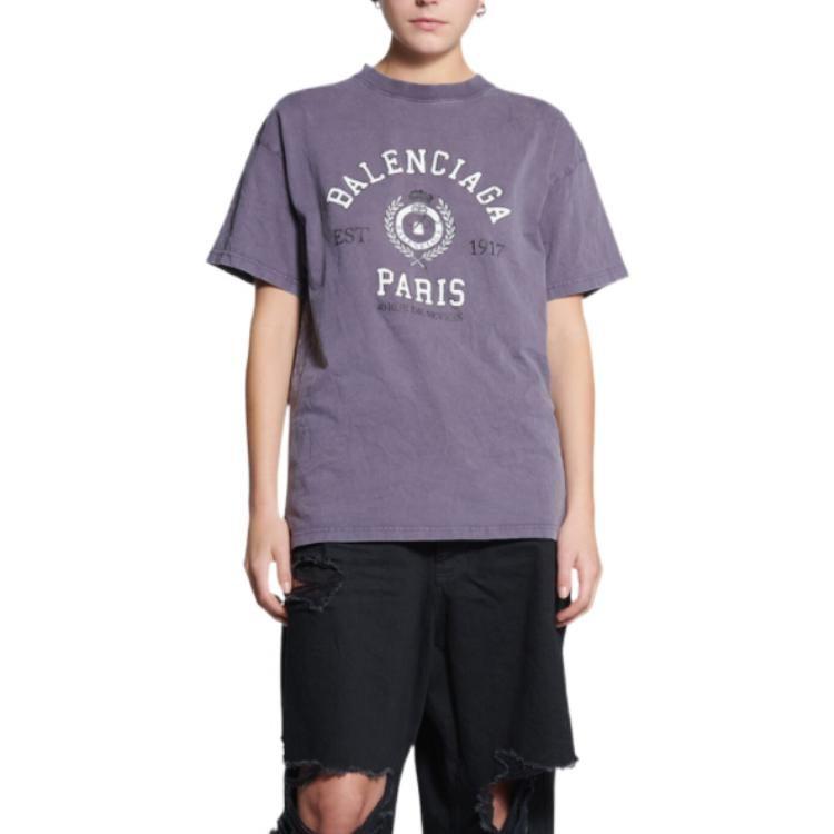 Balenciaga T Shirt Women's Purple Loose Fit 612965tmv986164