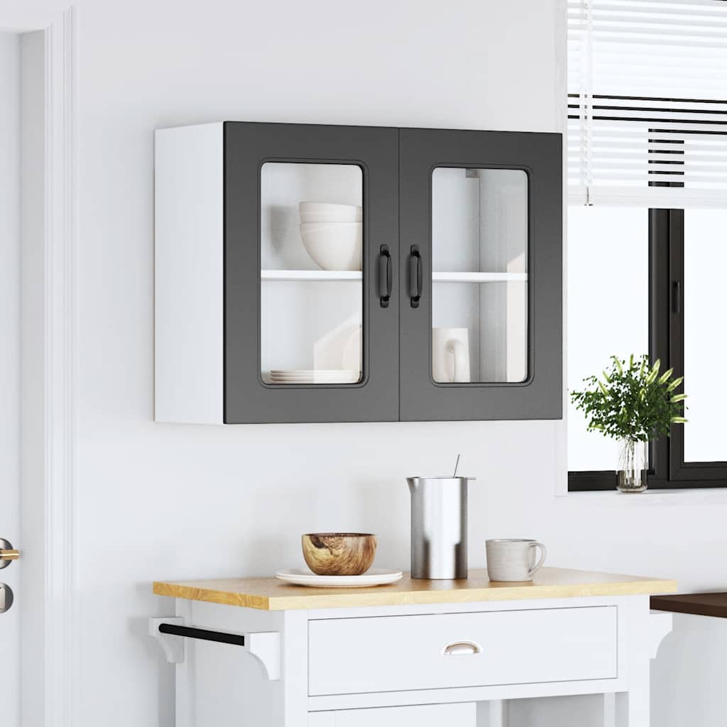 Kitchen Wall Cabinet with Glass Doors, Squid, Black