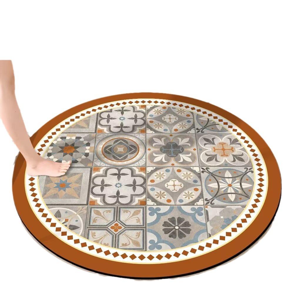 Mata pod zlew w stylu retro Okrągła mata podłogowa do łazienki Wchłanianie wody i odporność na zabrudzenia Mata pod stopy antypoślizgowa do łazienki Mata pod stopy