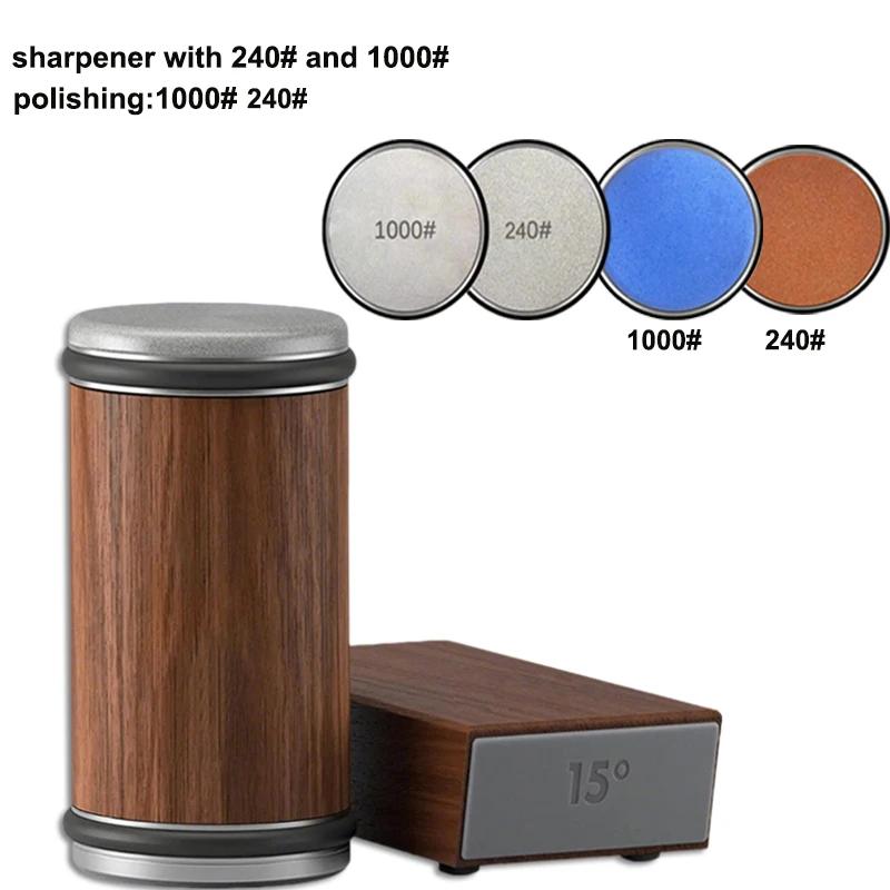 Rolling Knife Sharpener Kitchen Manual Knife Sharpening 15° Degrees Angle Roller Knife Whetstone Ceramic Roller Knife Whetstone