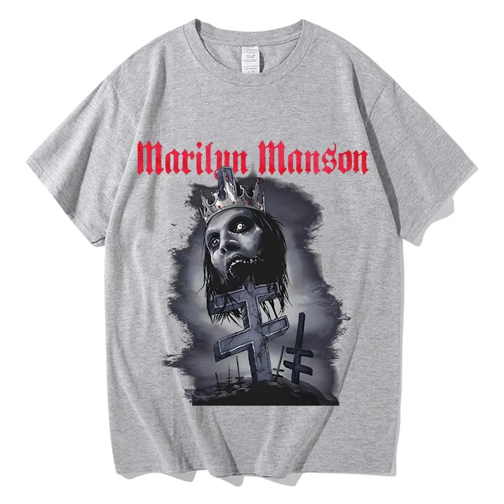 Marilyn Unisexson Durchbohrtes Doppelkreuz T-Shirt Retro-Print Baumwoll-Oberteil Grafische Ärmel Unisex Unisex Damen Freizeit Rundhals-T-Shirts Y2k