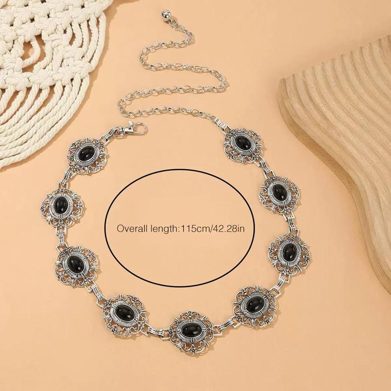 Retro Style WOMEN'S Metal Waist Chain Accessories Decorative Circle Carved Chain Belt High Style Accessories