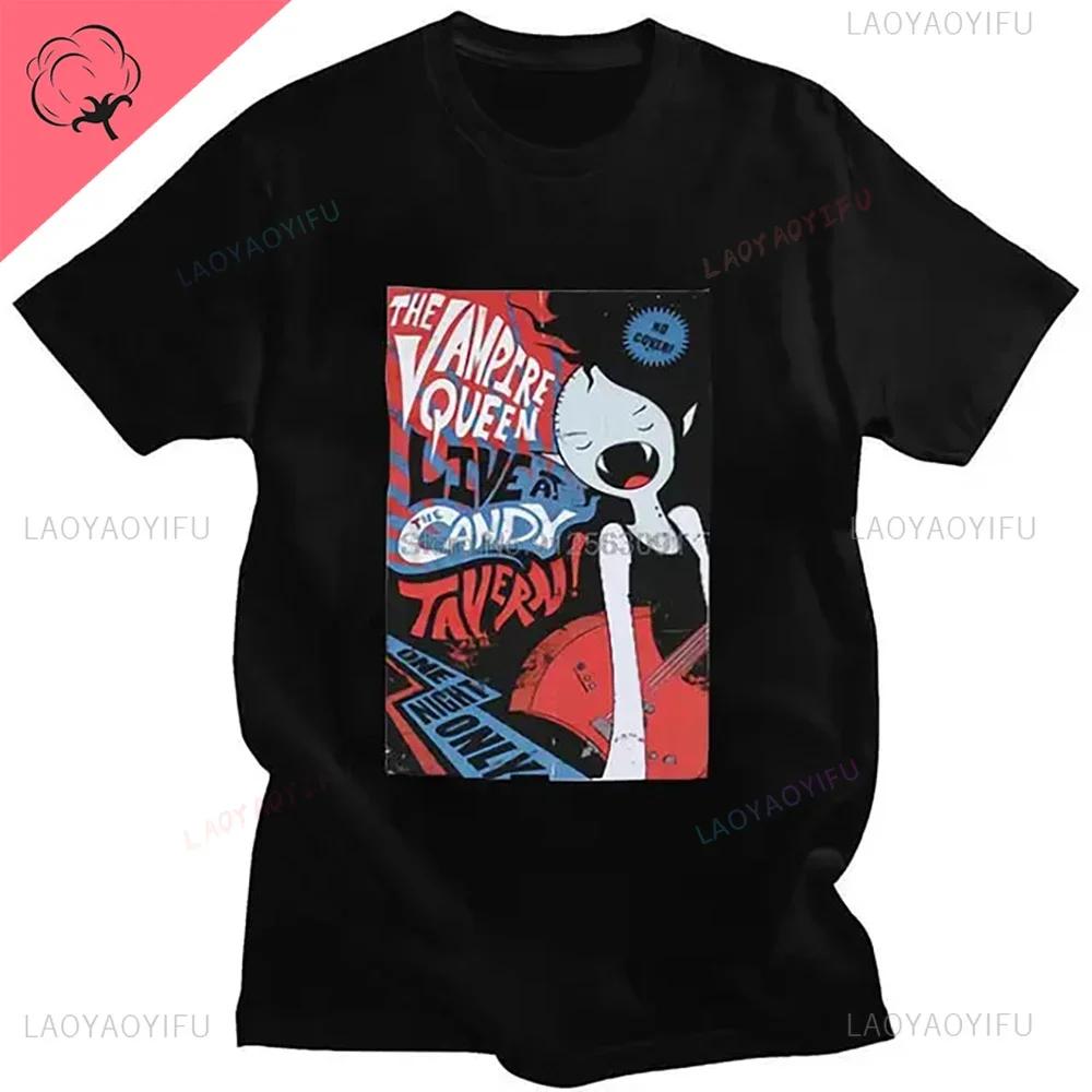 

Модная хлопковая футболка Время приключений Марселин Королева вампиров Футболка с коротким рукавом Летняя одежда с круглым вырезом Унисекс Повседневные топы 4XL