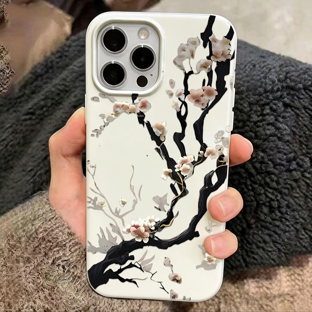 Luxury Plum Blossom Phone Case For Iphone 15 14 Plus 17 16 13 12 11 Pro Max 17Air Phone Cover Coque Non-Yellowing Funda
