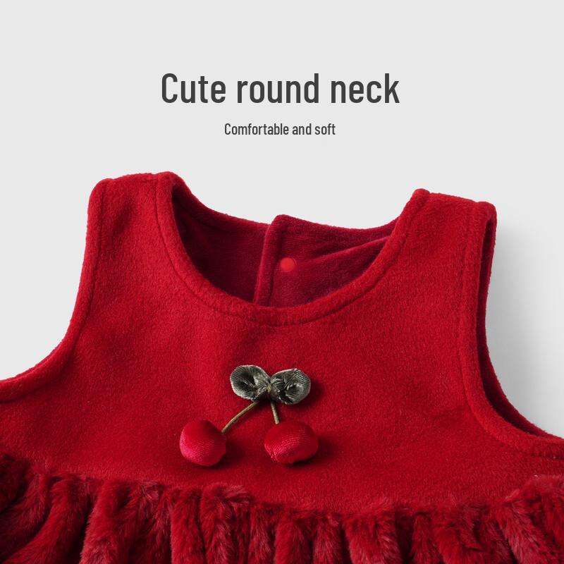 Youqi Baby Girls' Winter Fleece-Lined Velvet New Year Princess Dress