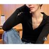 Soft waxy sweater slim and thin retro knitted sweater women's spring and autumn inner cover base new top long sleeves thin