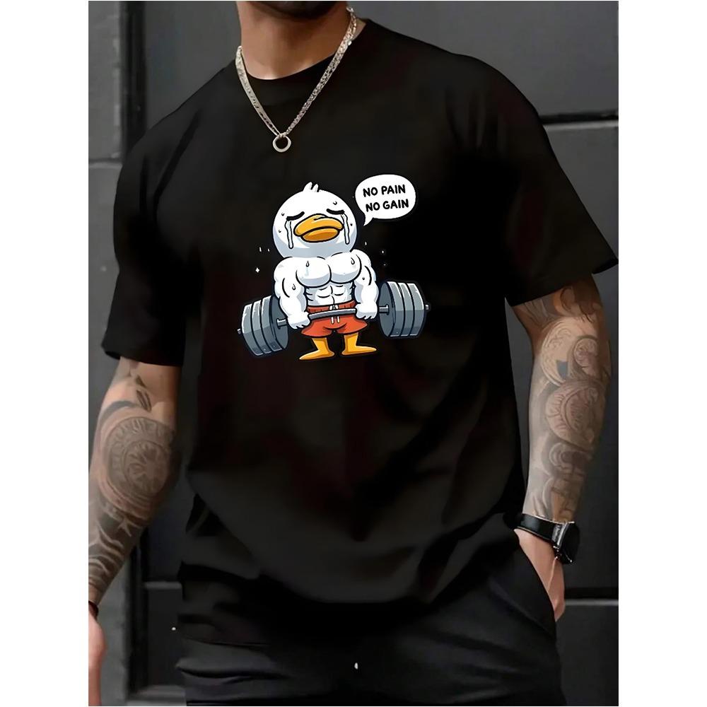 Santa Fitness Printed Men's T-shirt Fitness Sports Men's Short Sleeve Top Daily Running Workout Men's Crew Neck T-shirt