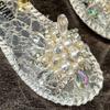 Fashion Women Sandals Luxury Pearl Crystal Flower Flat Sandal 2025Summer New Casual Open Toe Sandals for Women Designer Slippers