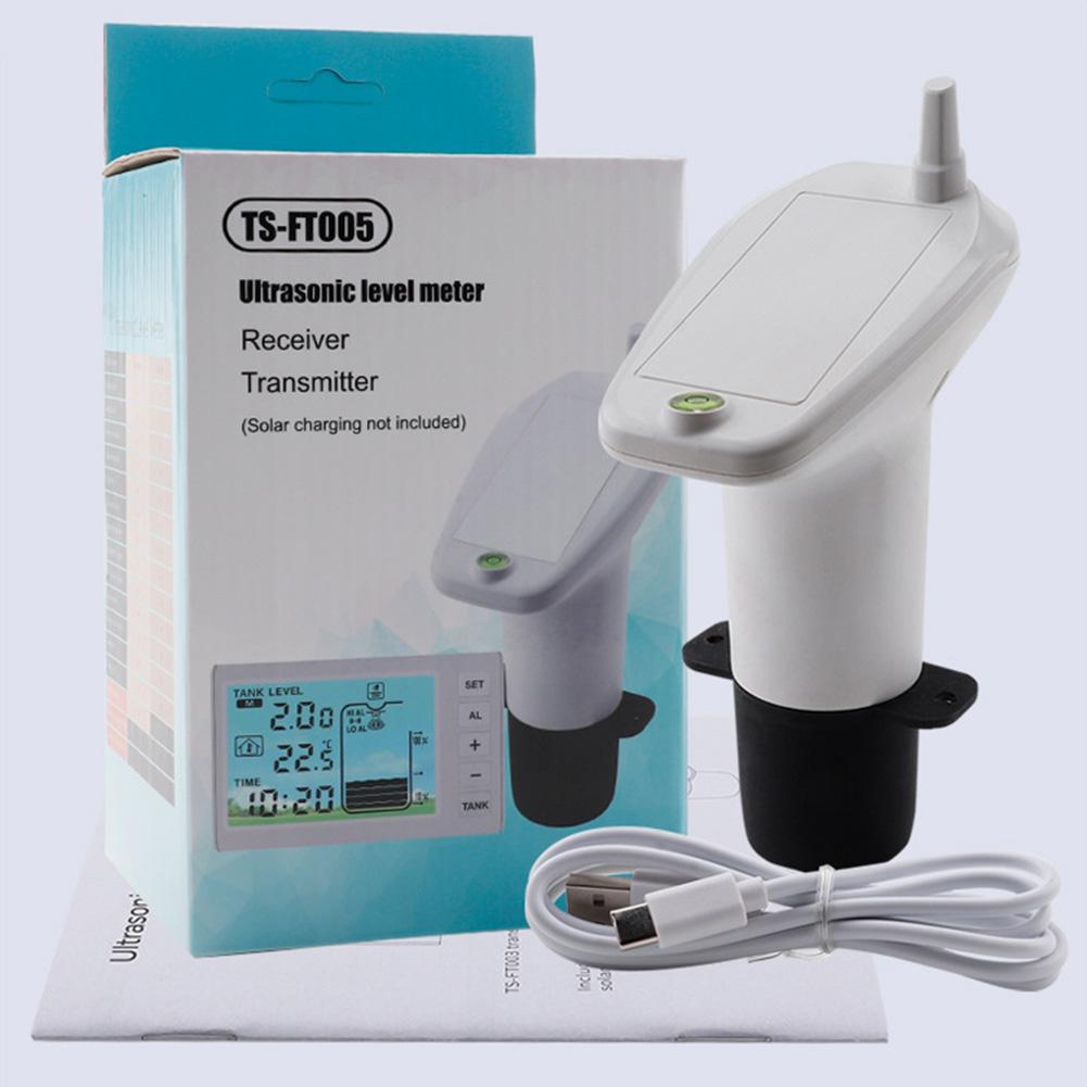 Ultraschall-Wassertank-Füllstandsmesser m. Temperatursensor Zeitanzeige Kabelloser Ultraschall-Wasserstandsanzeiger Messgerät