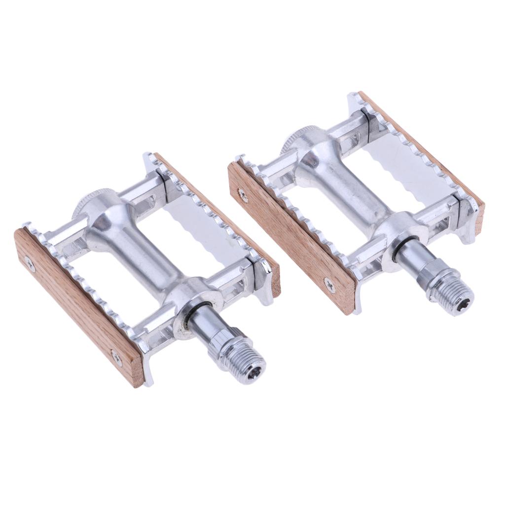 

Wide Platform Retro Wood Chip Design Bike Pedals Aluminum Bearing Pedal for Mtb Folding Road Bicycles срібний
