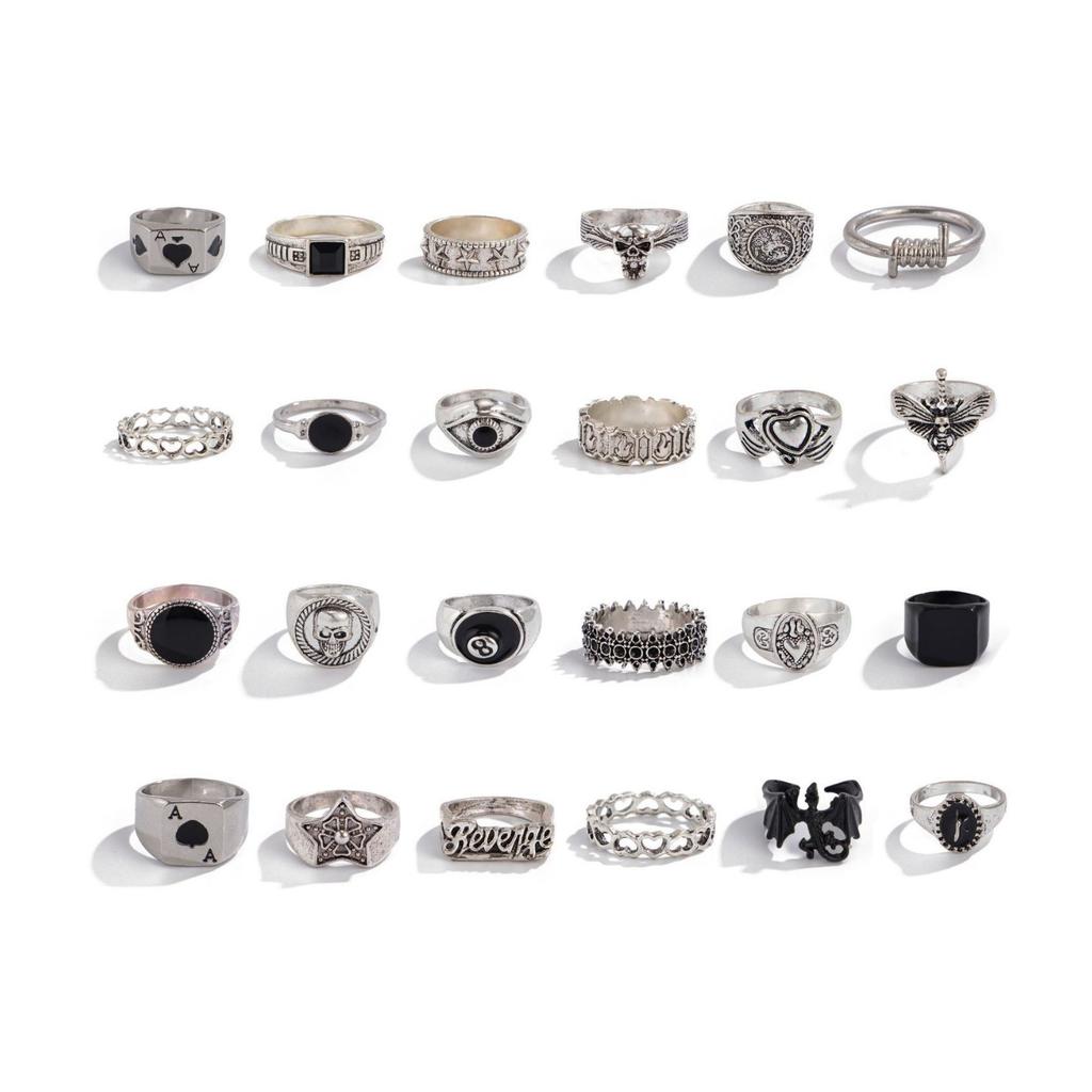 Exaggerated and Domineering Men's Ring Set Hip Hop Hot-Selling Ring Men's Trendy Fashion Personality Jewelry