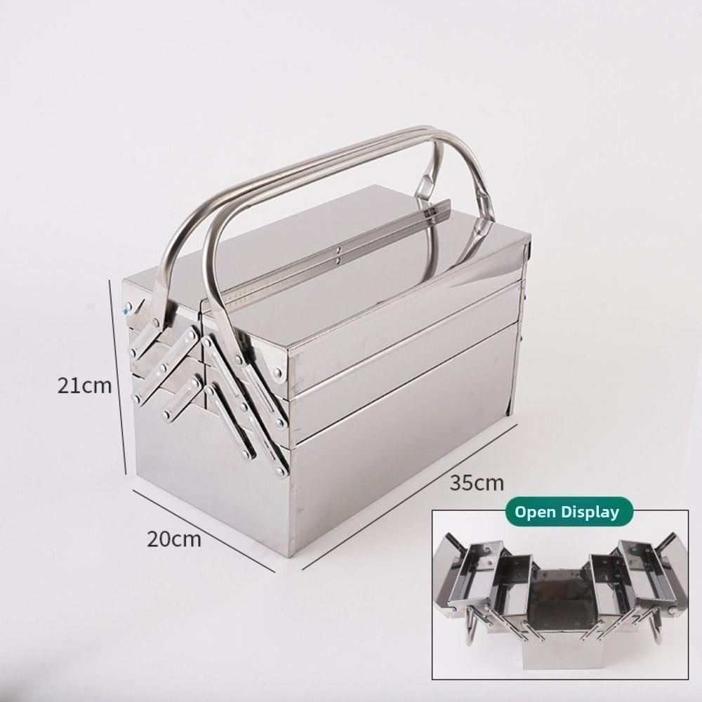 3 Layer 5 Tray Metal Tool Storage Box Stainless Steel Folding Tool Organizer Auto Maintenance