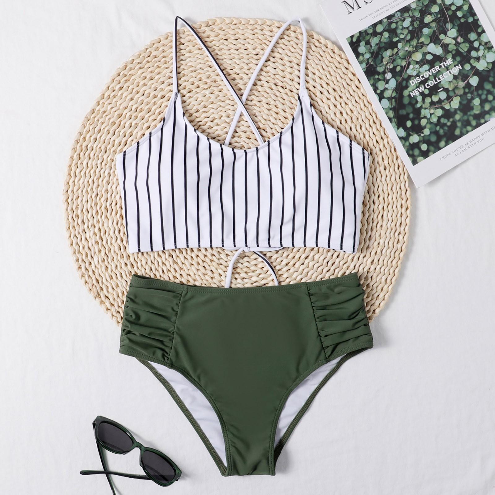 

Женские полосатые комплекты бикини с подкладкой пуш-ап из 2 предметов, купальники, пляжная одежда L