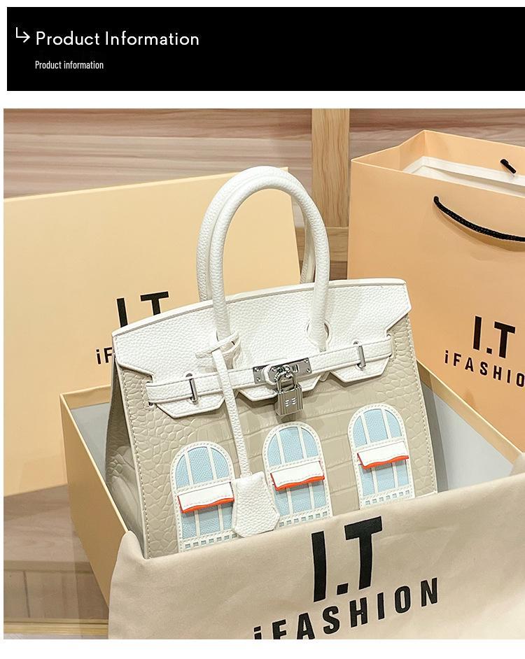 Platinum Women's Crocodile Pattern Color Block Handbag - European & American Fashion