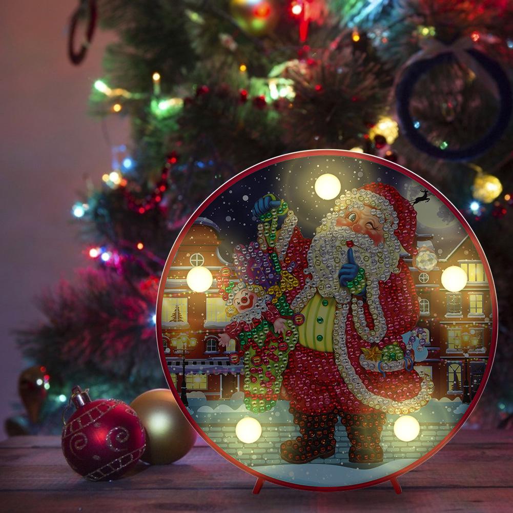 DIY Diamond Painting LED Light Christmas Tree Snowman Drawing Kit Bedside Night Light Drilling Arts Crafts Lamp Xmas Home Decora