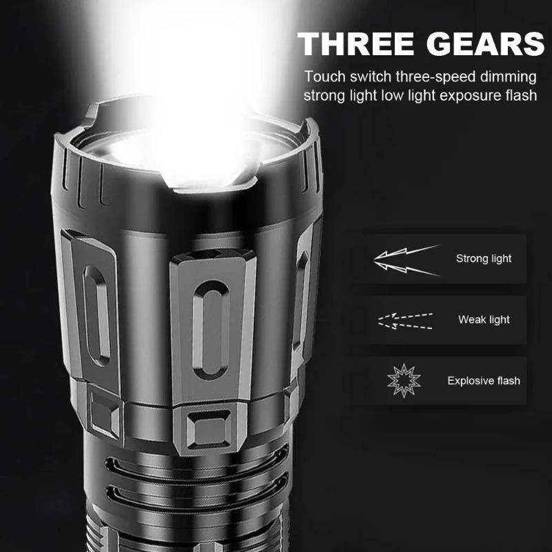 Ultra Bright Flashlight ABS Strong Light Focusing LED Flash Light Rechargeable Zoom Xenon Forces Outdoor Multi-function Torch