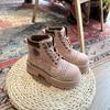 Evropská matná hovězí kůže stohovací boty dámské 2025 podzimní nošení krátké boty všestranná ležérní móda retro vysoké Martinovy boty vlna