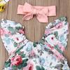 Toddler Kids Baby Girl 0-3Y Clothes Sets Ruffles Short Sleeve Floral Tops PP Shorts Headband Outfits Clothes Set
