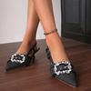 High Quality Shoes for Women 2025 Slip-on Women's High Heels Fashion Crystal Office and Career New Plus Size Closed Toe Sandals