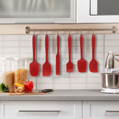 Shumeifang 6-Piece Silicone Kitchen Utensil Set, Multifunctional Cookware Set with Heat and Cold Resistant Spoon, Ladle, Turner, Tongs, and Spatula, D