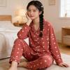 Imiteret bomuld ins japansk sløjfe pyjamas dame forår ny sød pige langærmet loungewear todelt sæt
