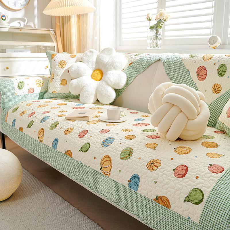 Style Pure Cotton Sofa Cushion Fabric Non-slip Pastoral Small Fresh Sofa Cover Cover Four Seasons Universal Sofa Seat