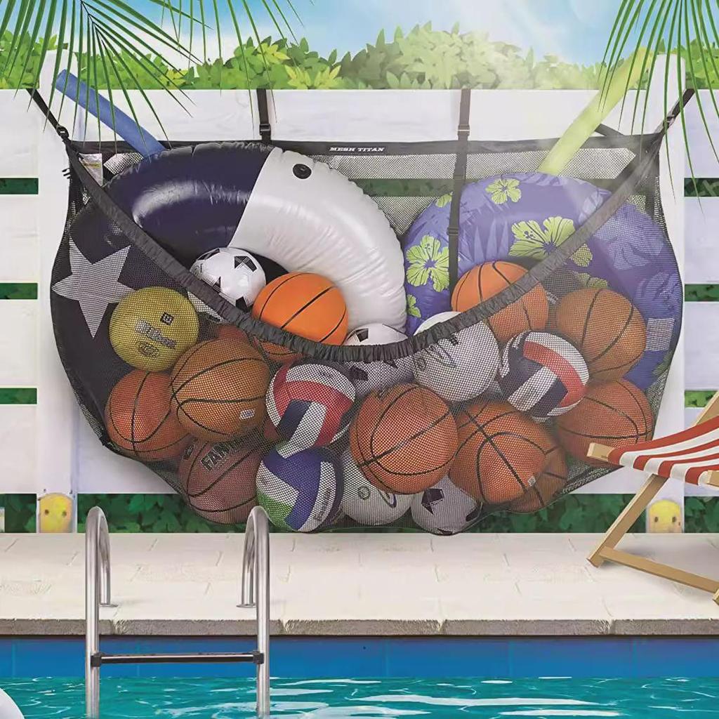 Large Outdoor Hook-Type Pool Toy Storage Bag - Beach & Inflatable Toy Mesh Bag