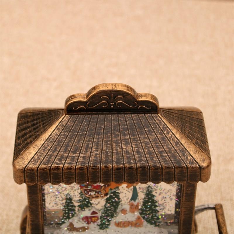Lighted LED Musical Christmas Music Box Christmas Toy Music Box Snow Globe Cart Table Ornament for Home Decoration