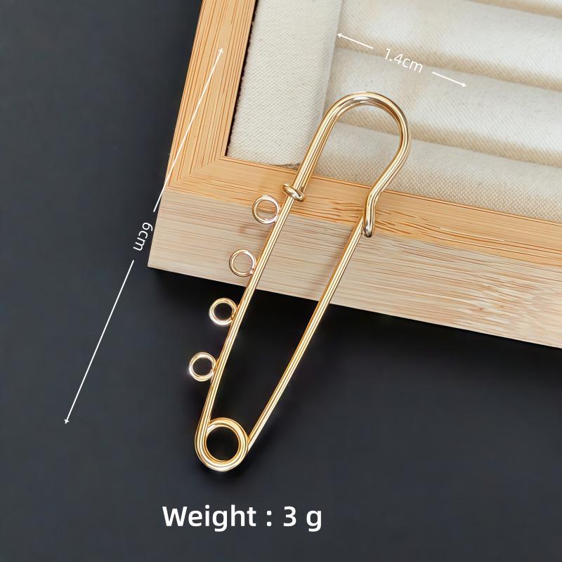 Colorfast Electroplated Safety Pin Brooch with Loop Holder for Sweaters and Pants
