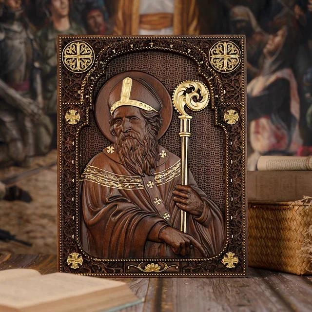 Vintage Religious Saint Patrick Square Plaque