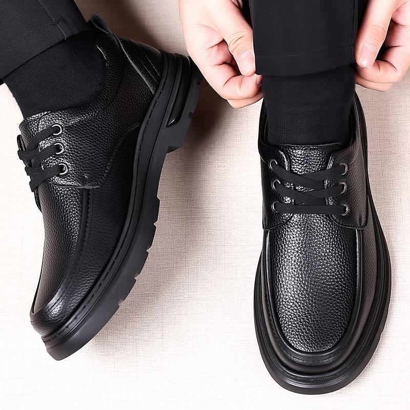 Men's Shoes Business Casual Leather Shoes Men Fashion Breathable Shoes British Casual Lace Up Leather Shoes