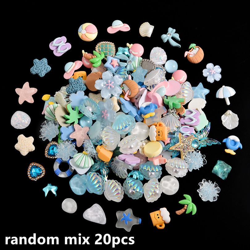 10/20/30/50pcs Random Mix Ocean Charms For Junk Cases Starfish Shell Fish Pendant Jewelry Making Charm Bulk DIY Phone Case Shoes