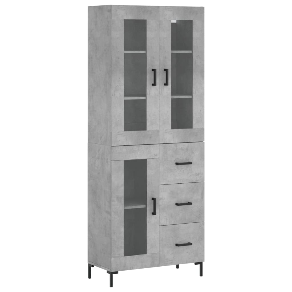 Vidaxl Witrynka, Szarość Betonu 69,5X34X180 Cm Materiał Drewnopochodny