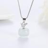 Cat's Eye Moonstone Apple Necklace: Silver-Plated Platinum Pendant for Women
