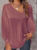 2024 Independent Station Wish Amazon, Spring and Summer Simple Fashion V-neck Button Solid Color Long-sleeved Shirt Women