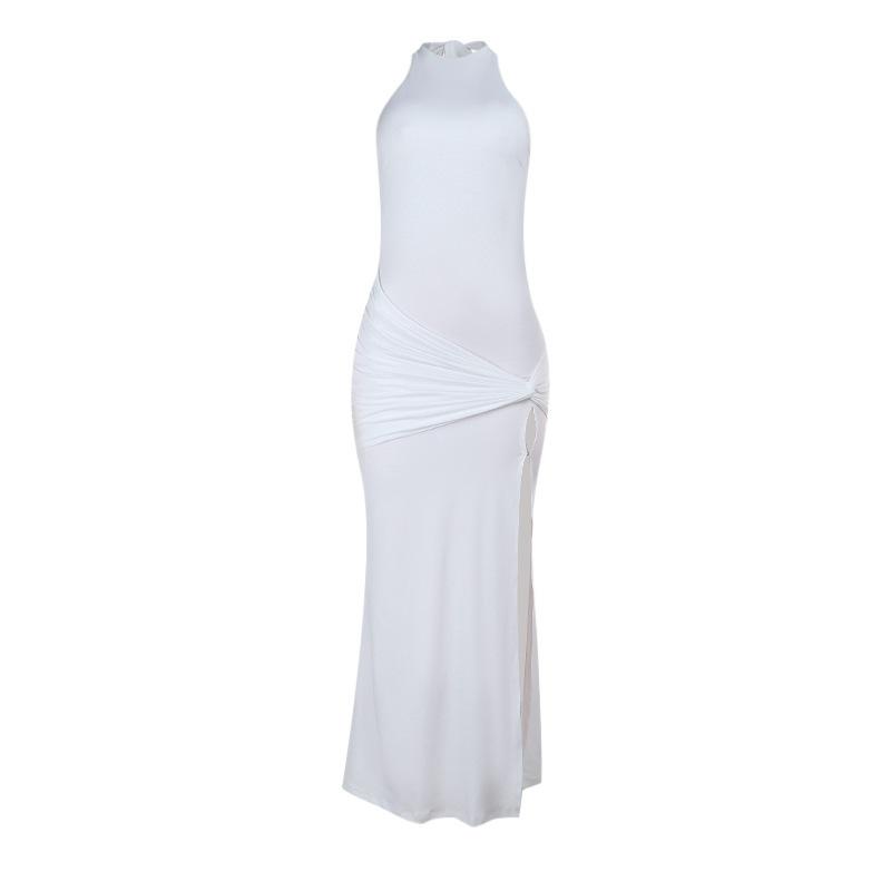 New for summer, sexy cross-neck suspender dress with split ends and long dress.