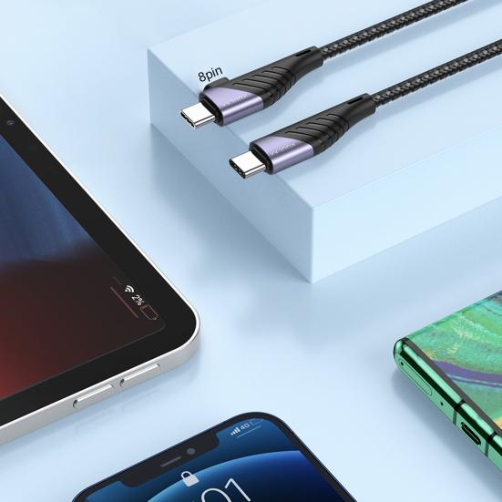 

KUULAA 3A PD 60 Вт Портативный USB C Type-C с 8-контактным интерфейсом зарядный кабель с двойной головкой и зарядным кабелем