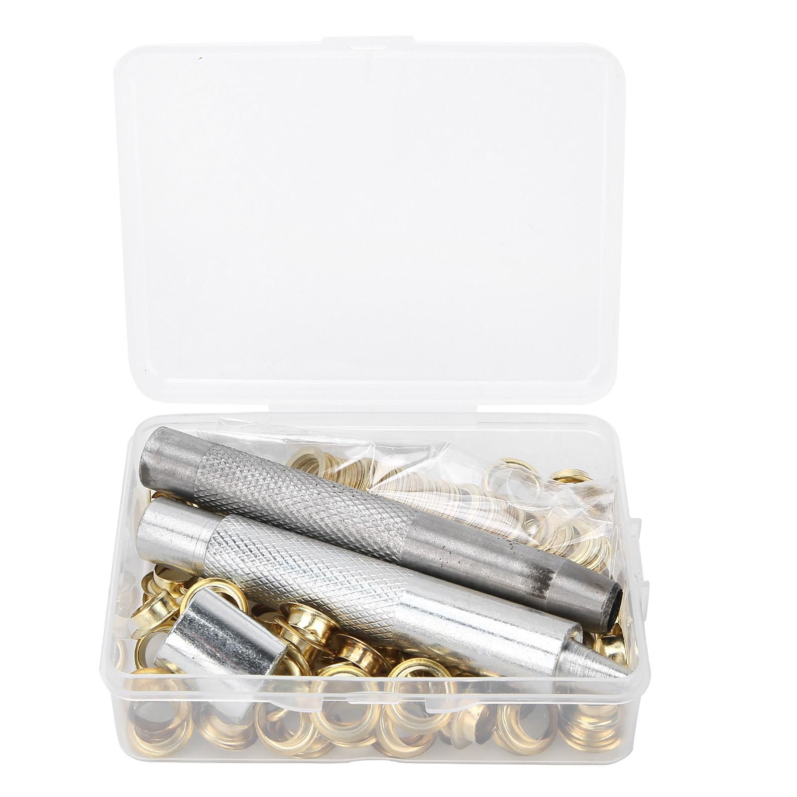 

100 комплектов люверсов 0,3 дюйма с дыроколом, ящик для хранения инструментов для брезента одежды золотой