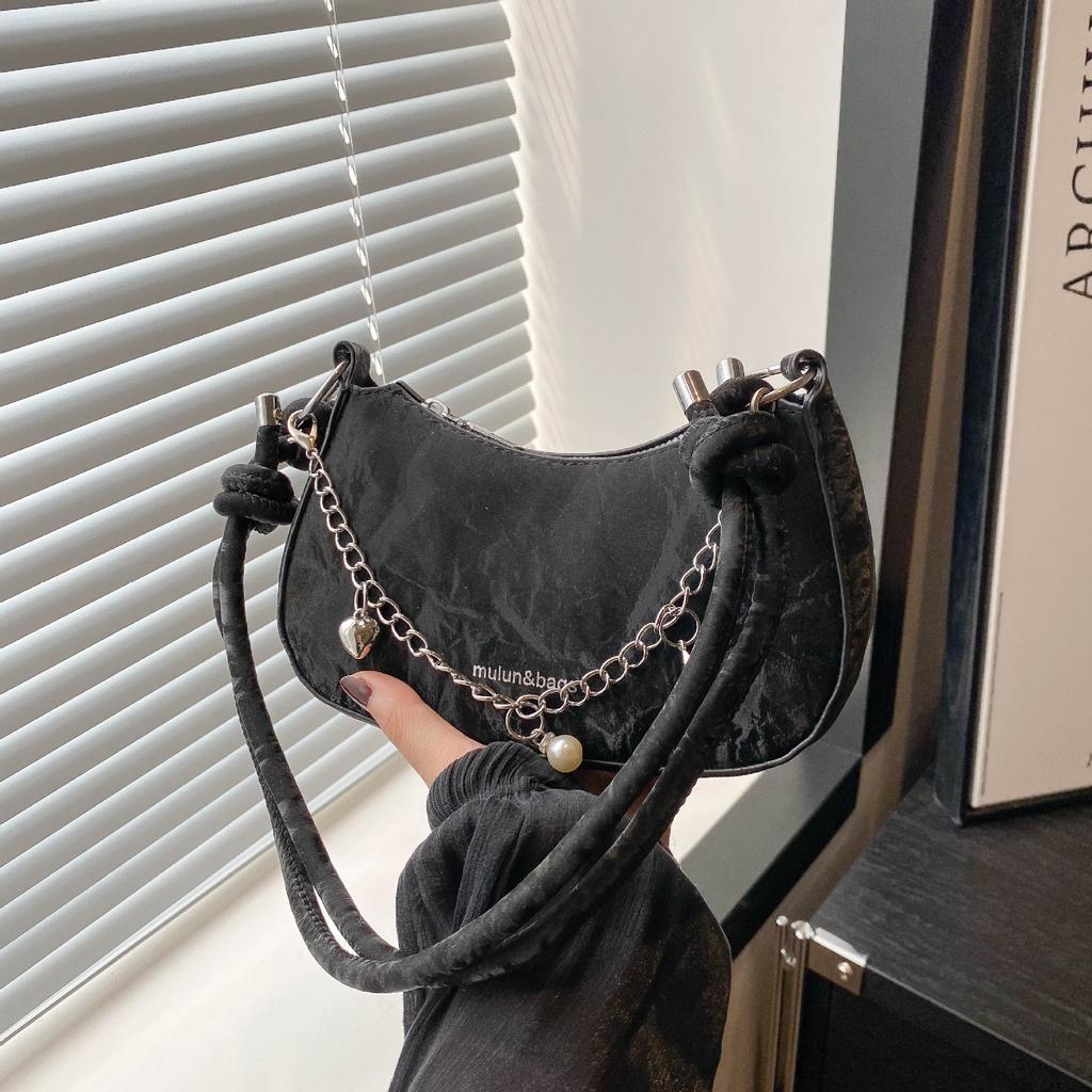 Shoulder Bag Crossbody Bag Small Purse Lightweight Soft Material Adjustable Strap Chain Decoration Elegant Design