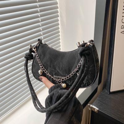 Shoulder Bag Crossbody Bag Small Purse Lightweight Soft Material Adjustable Strap Chain Decoration Elegant Design